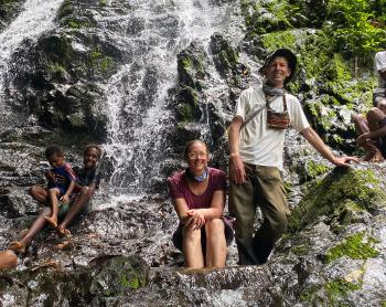 Sharon and Andrew Campbell with friends at Ambunti Waterfall