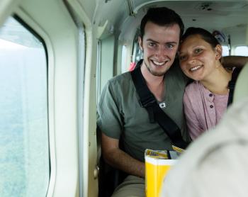 James Wareing and Elisabeth Hein en route to Lumi with MAF