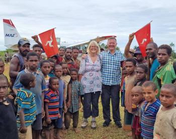 David and Alison Dorricot with the people of Dodomona