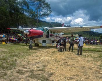 MAF C-208 plane lands at Auwi airstrip