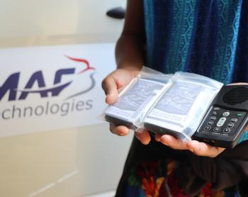 An audio Bible in someone's hands