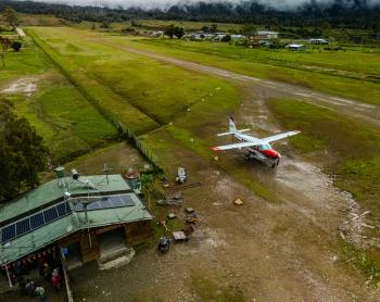 Arial shot of the MAF Telefomin base.