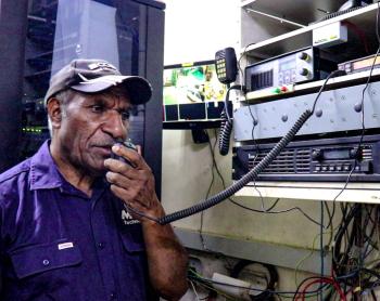 Jacob Dinoke operating a High Frequency Radio