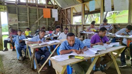 Primary teacher students studying