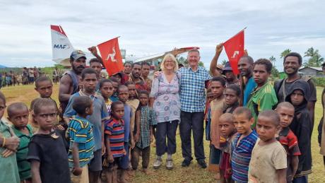 David and Alison Dorricot with the people of Dodomona