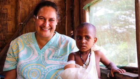 Marino Vickers and the Health Patrol team attending to patients in Yambaitok. Photo by Kowara Bell.