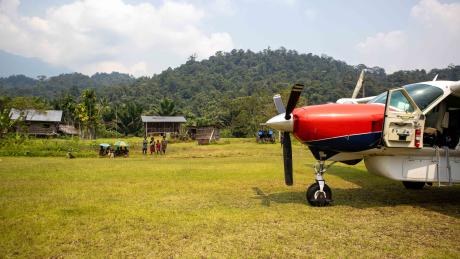 Aircraft on airstrip in Kaiam