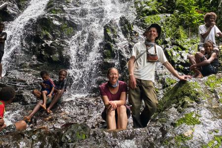 Sharon and Andrew Campbell with friends at Ambunti Waterfall