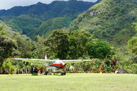 MAF plane at Rum airstrip after test landing
