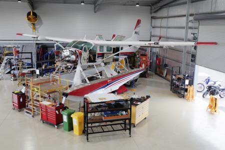 P2-WET being worked on in the hangar in Mareeba