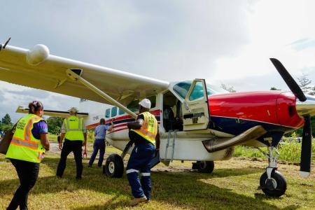 A plane on a bush airstrip