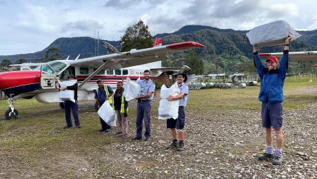 Telefomin crew ready and excited for the day - delivering mosquito nets to various remote airstrip communities