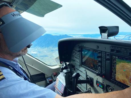 pilot flying under the hood for IFR training