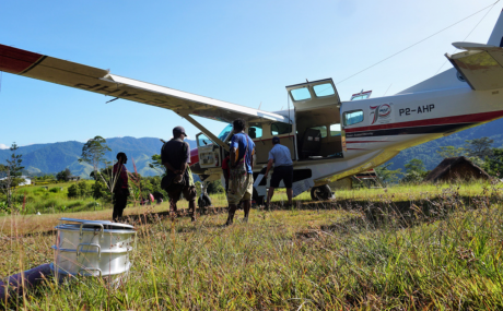 Picture of aircraft at the airstrip on a sunny day