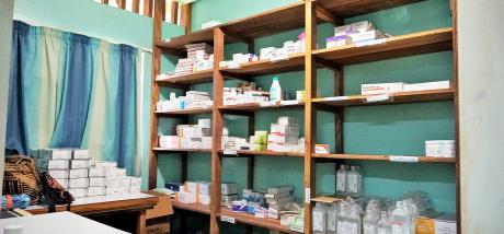 Mougulu clinic medicine shelf