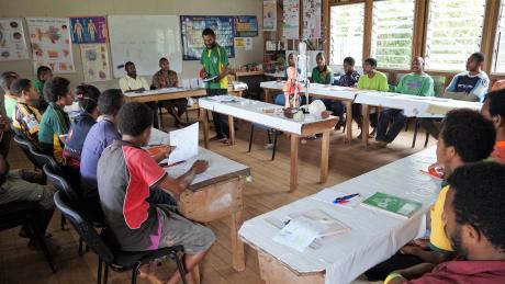 Nomad Mougulu High School teacher Maika Yabua in his sience class