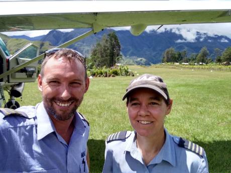Brad Venter to the left and Bridget Ingham to the right during Advanced Airstrip training