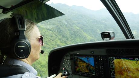 MAF Pilot Glenys Watson flying in wider Goroka area.