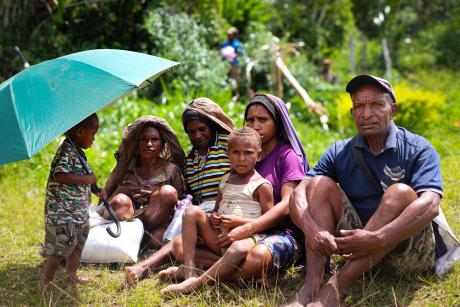 Jerry Roko (from right) with his family at Boikoa village.