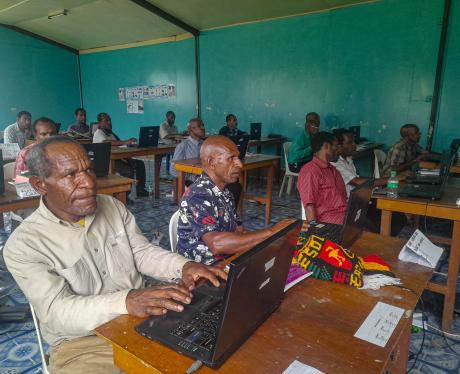 Pastors in a BCT session Training at the CLC college, at Faniufa, Goroka