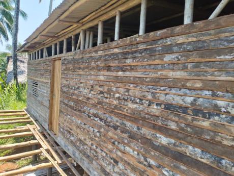 Construction of the exterior of a bush materials store