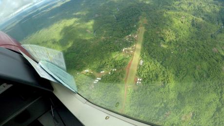 An aerial view of an airstrip in PNG