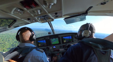 Titus Oaeke in the Co-Pilot's seat