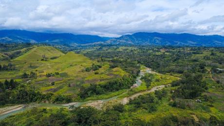 An aerial view of the Timil Wahgi valley, Jiwaka province