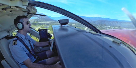 Richard Wall piloting the plane