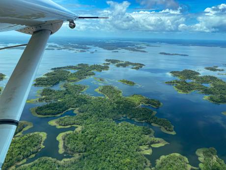 Aerial view of Lake Murray, Western Province, one of PNG’s most remote regions.